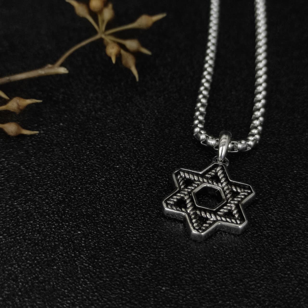 David Yurman Silver Star of David Pendant with Chain